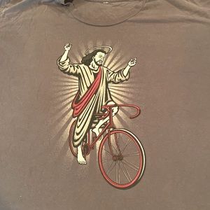Mens XL Jesus on a bicycle